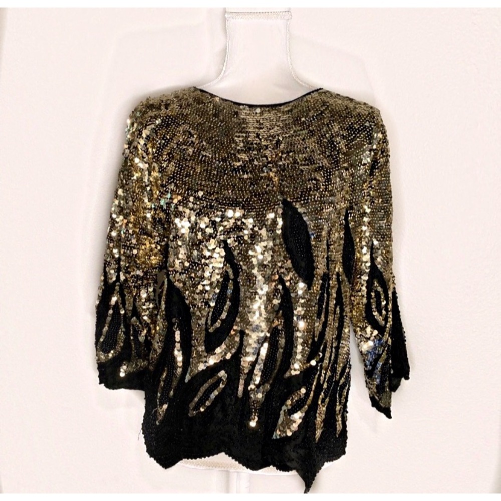 Vintage Gold Sequin Top